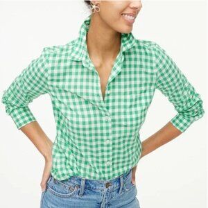 J. Crew - lightweight green and white gingham long sleeved collared shirt - XL